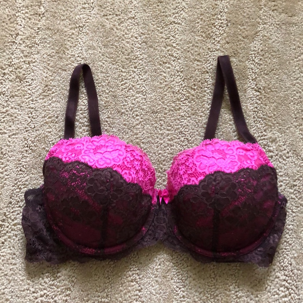 Victoria Secret Brown and Pink Lace Bra